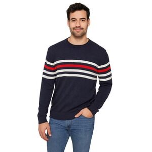 NWT Old Navy Men's Striped Crew Neck Henley Sweater Navy Blue White Orange‎